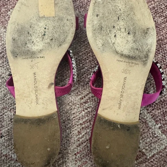 Manolo Blahnik Pink Crystal Embellished Sandals - Picture 7 of 7